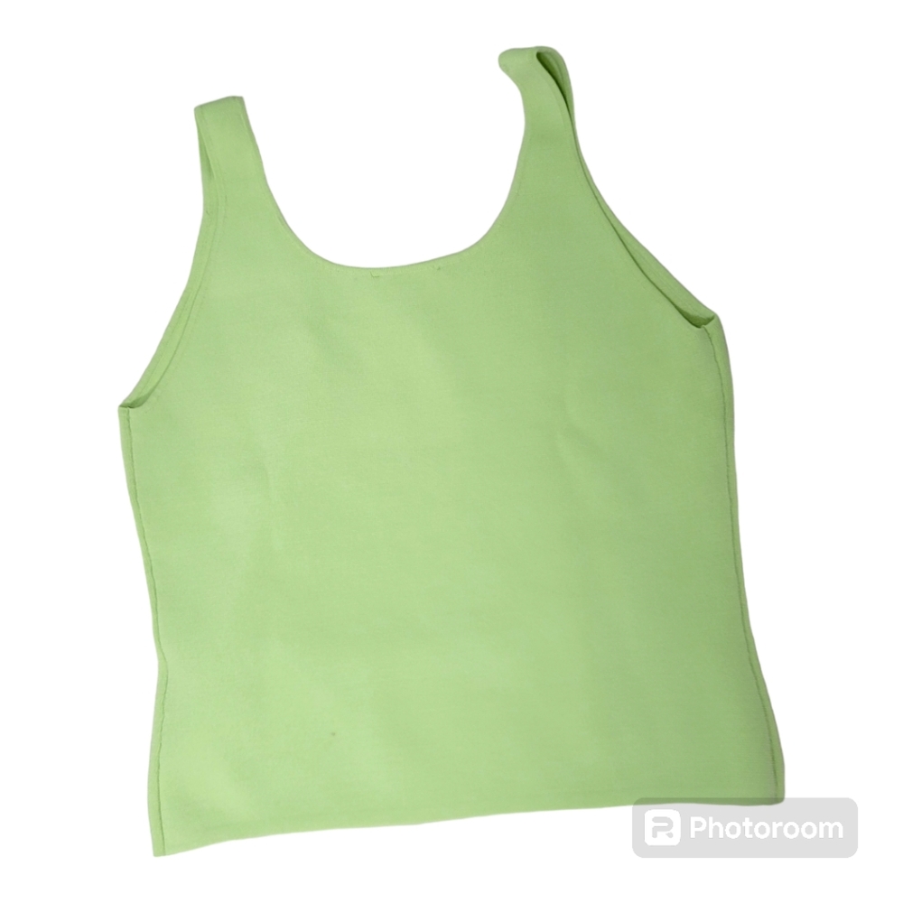 House of Harlow 1960 Ribbed Knit Sleeveless Stretch Crop Top Light Green Large
